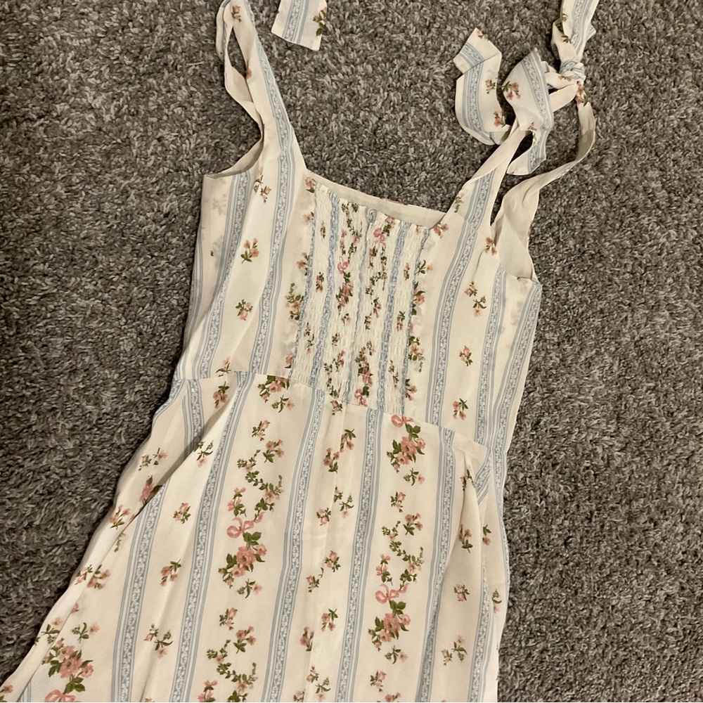 BEST Reformation Twilight Midi Dress Sz2 Surrey Blue Ivory Floral Wedding Party - Picture 7 of 9